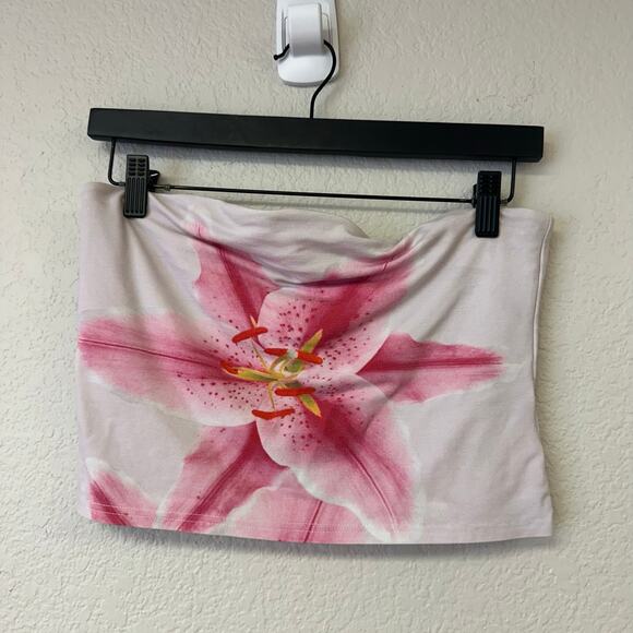 Tyler McGillivary Lily Cropped Tube Top Pink Size Large - Picture 3 of 7